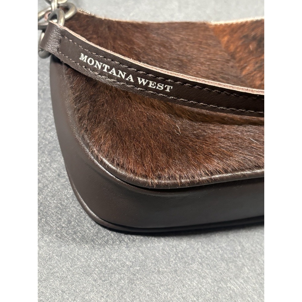 Montana West Crossbody Bag Womens Brown Genuine Leather Hair-On Hide Western - Picture 4 of 16